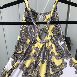 INC Hi-Lo white/black/ yellow summer dress